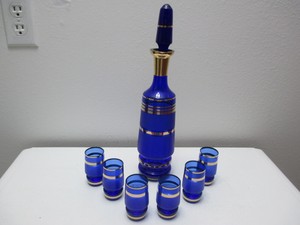 Vintage Bohemian Czech Decanter Set With 6 Glasses Cobalt Blue Gold Trim 13 1 4 Ebay details about vintage bohemian czech decanter set with 6 glasses cobalt blue gold trim 13 1 4