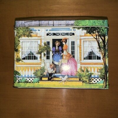 Vintage  Avon House Tin.   Avon  Rep. making  A Call.  Great Graphics