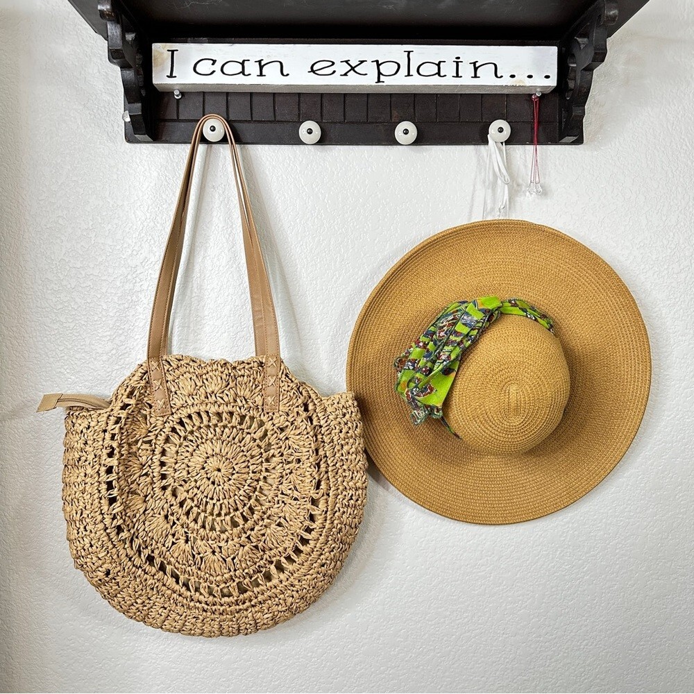 Straw Hat & Purse Summer Fun in the Sun Boho Duo Combo Gem