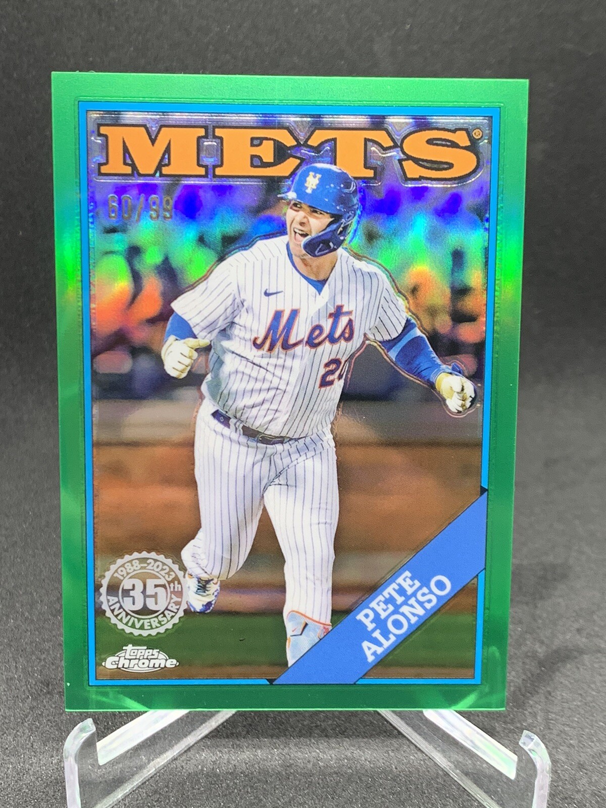 2023 Topps Chrome Baseball PETE ALONSO 35th Anniversary 1988 Insert Green /99