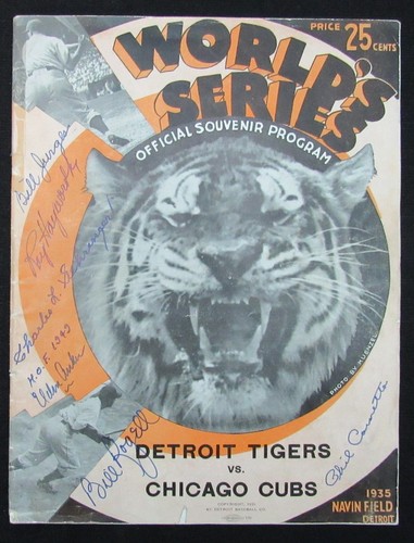 1935 World Series Signed/Auto (10) Program Cubs vs Tigers Gehringer JSA 195274