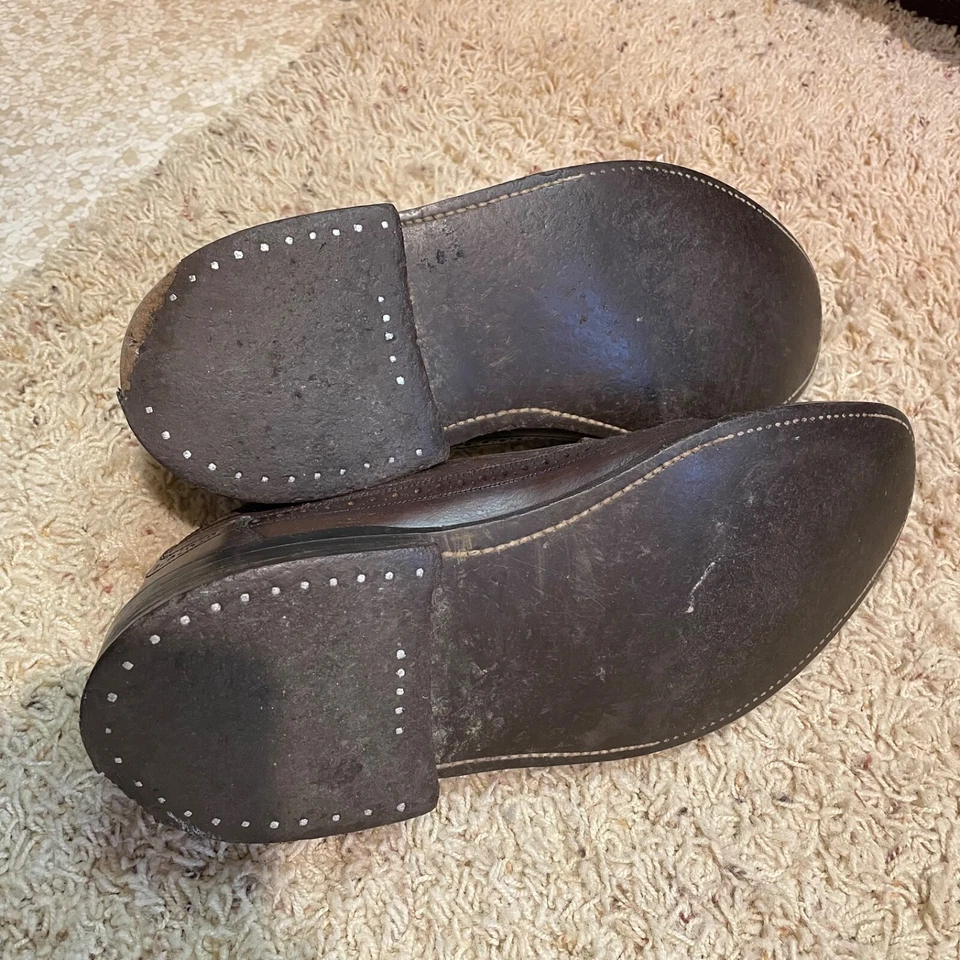 Oxford Masculino Vintage Ponta de Asa Couro Borgonha Marrom Borgonha 10 1/2 C FEITO NOS EUA! - Imagem 3 de 4