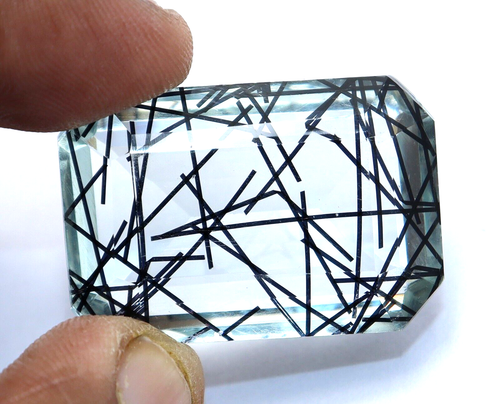 31.65 Ct Naturel Rutilé Certifié Rare Forme Coussin Pierre Précieuse En