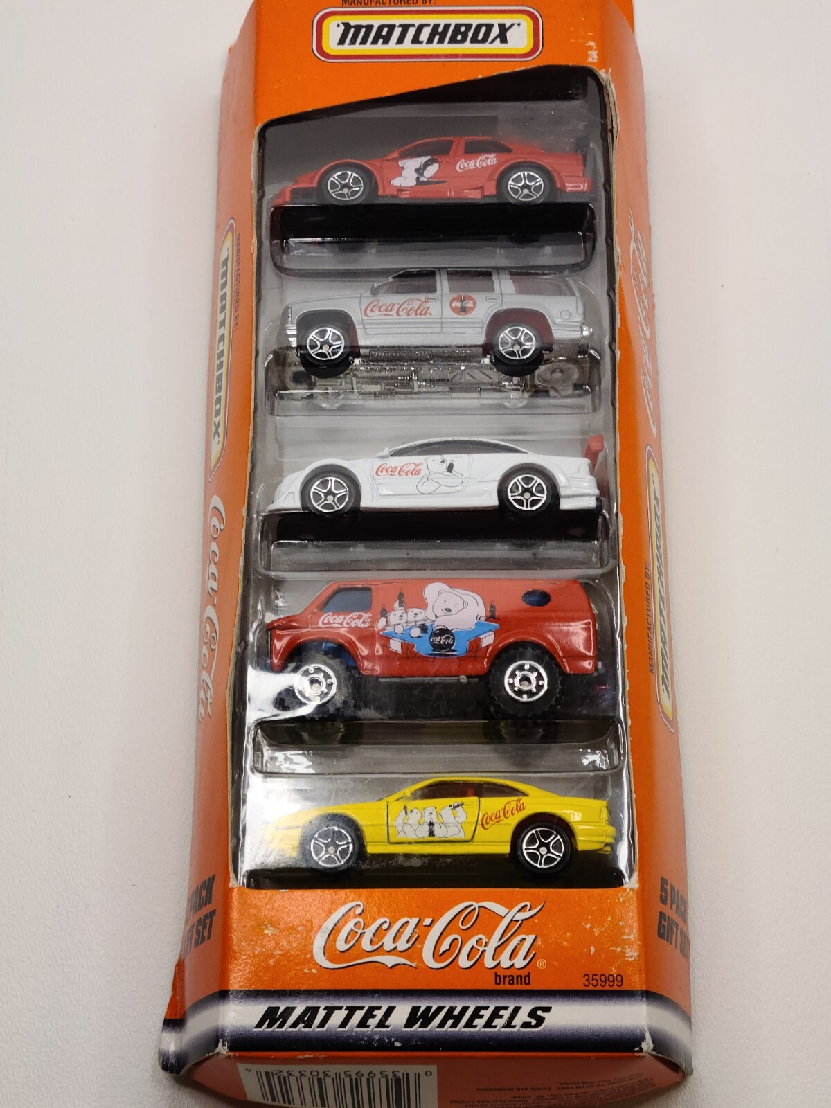 1998 5 Pack Gift Set Of Coca Cola Matchbox Cars Mattel Wheels # 35999 NIB New 