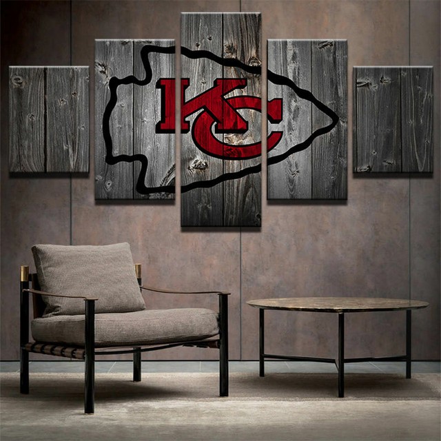 Large Framed Kansas City Chiefs Football Barn Wood look Print Home