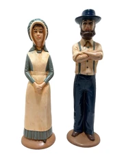 VTG 1974 Byron Molds Ceramic Amish Couple Farmers Mennonite thanskgiving quaker