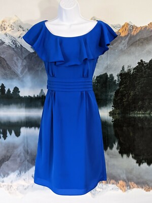 Gianni Bini dress, blue knee length ruffle top, flowy, business casual or  formal | eBay