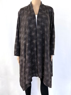NWT! NEW! CAROLINE ROSE Size 2X Black Metallic Cardigan Wrap Top Tunic