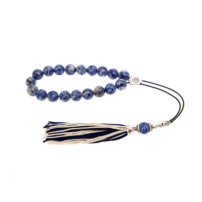 Greek Worry Beads or ''Komboloi'', Blue Sodalite Beads, Alpaca, Silk Cord & Tassel
