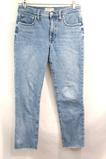 Madewell Jeans The Mid-Rise Perfect Vintage Crop Women size27 Blue Denim Raw Hem