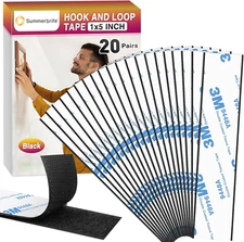 1 X 5 Inch Hook and Loop Tape 20 Pairs, Super Strong Sticky Back Fastener, Heavy