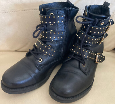 CATWALK Damen Schuhe Gr 37 Schwarz mit Nieten Schnallen Boots