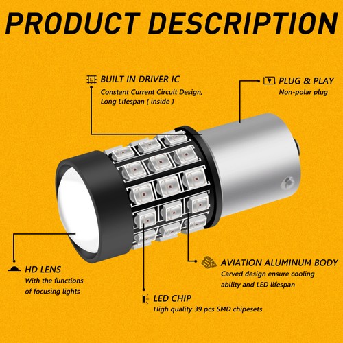 Par GLOFE 1156 P21W LED Legal Estroboscópico Flash Bombilla de Freno Parpadeante|Cola ROJA - Imagen 4 de 9