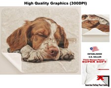 Brittany Spaniel Dog Breed Sleeping Puppy Art Sherpa Fleece Throw Blanket