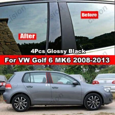 4Pcs Glossy Black Pillar Post Window Door Trim Cover For VW Golf 6 MK6 2008-2013