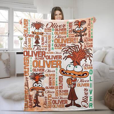Personalized Anxiety Watercolor Disney Pixar Inside Out Blanket, Disgust