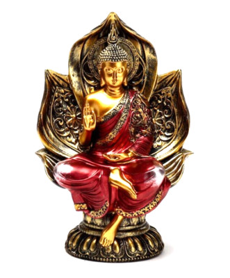 21 cm  Thailand Buddha Lotusblüte Gottheit  Statue Polyresin  Feng-Shui Deko