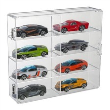 Car Display Case For 1/64 Hot Wheels Storage 8 Cars With Locking Latch Stackable