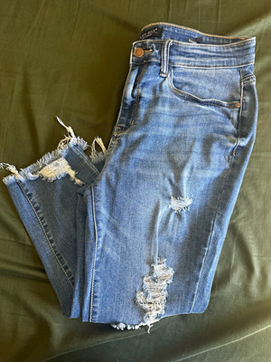 Judy Blue Women's Skinny Jean Capri s Blue Light Wash Distressed High Rise