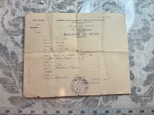 1896 Antique French Death Certificate Vintage...