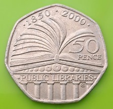 2000 50p coin Public Libraries Book Library Circulated 1850-2000 Fifty Pence