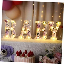  Woodland Greenery Centerpieces Baby Marquee Light up Sign Letters Purple