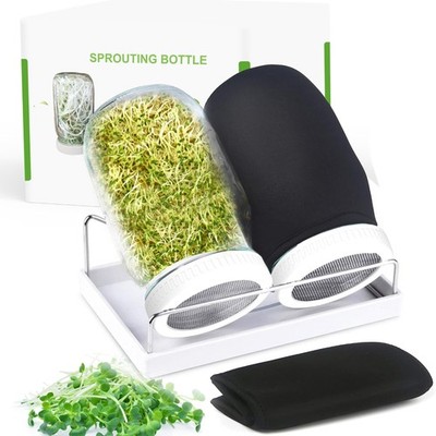 Organic Seed Sprouting Jar Kit   2 × 32 oz WideMouth Mason Jars with Stainles...