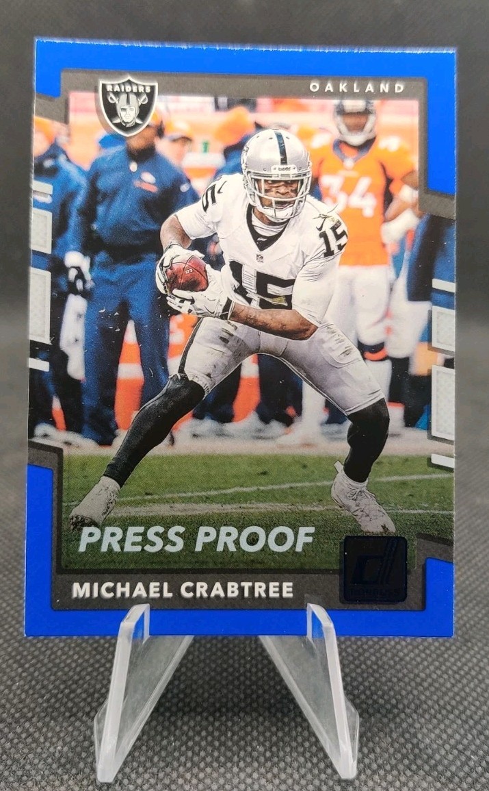 2017 Donruss Press Proof Blue #183 Michael Crabtree Raiders Football Card
