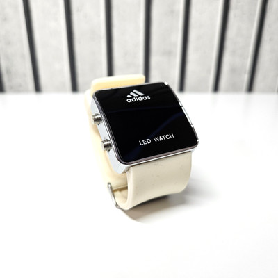 ADIDAS Vintage LED Watch with White Rubber Straps - Used / Missing Button