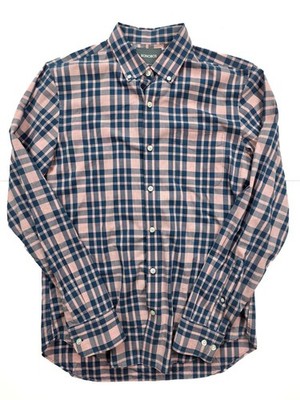 Bonobos Tailored Slim Fit Pink Plaid Button Down L/S Dress Shirt Men's Size M