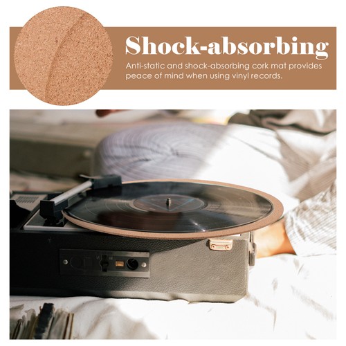 2 Count Cork Turntable Pad Record Player Protective Vinyl Mat for Records Slip - Picture 7 of 12