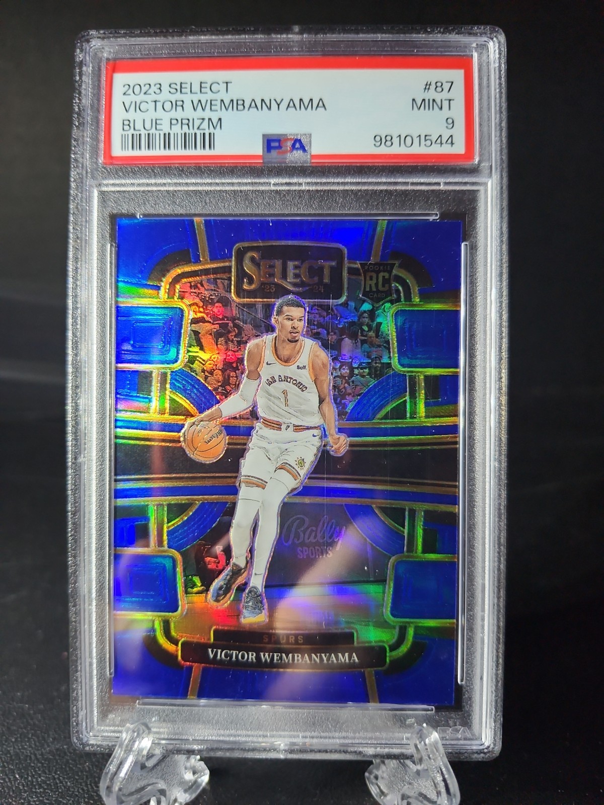 2023 Select Victor Wembanyama Blue Prizm (RC)#87 PSA 9 San Antonio Spurs view 2