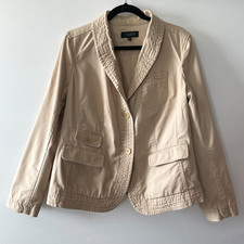 Talbots Woman Petites 16WP Beige Cotton Stretch Blazer Shawl Collar Jacket