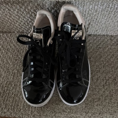 New Adidas Womens Stan Smith Black Pink Glam Patent  Leather FW2299 Size 7