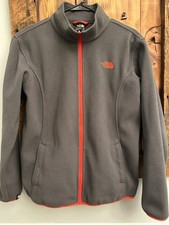 he North Face Boy's Full Zip Fleece Jacket Gray w/Orange Accents Size XL