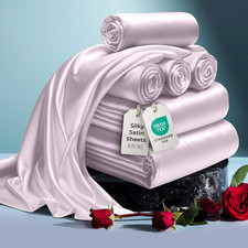 Satin Bed Sheets - 6 Piece Luxury Silky King Size Bedding Set - Softer Than Silk