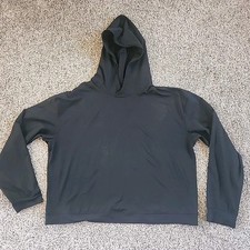 Lululemon Athletica Cropped Athletic Hoodie Pullover Oversized Black Sz Medium