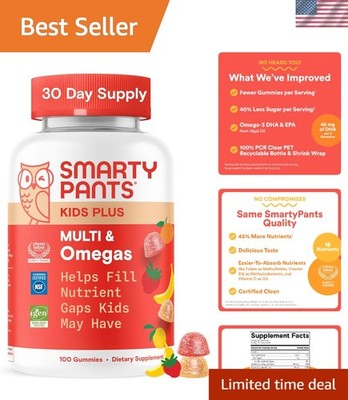 Omega 3 & Vitamins Kids Gummies - Delicious Fruit Flavors - 100 Count