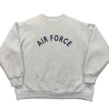 Vintage US Air Force Sweatshirt Mens M Spellout Grey Long Sleeves USA Made 90s