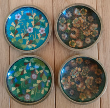 Early 20c: 4 x Chinese Cloisonne Copper Enamelled Trinket Dishes: 3.5" diameter
