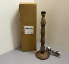 Nkuku Konali Mango Wood Table Lamp Base Ash Stain RRP £175.00
