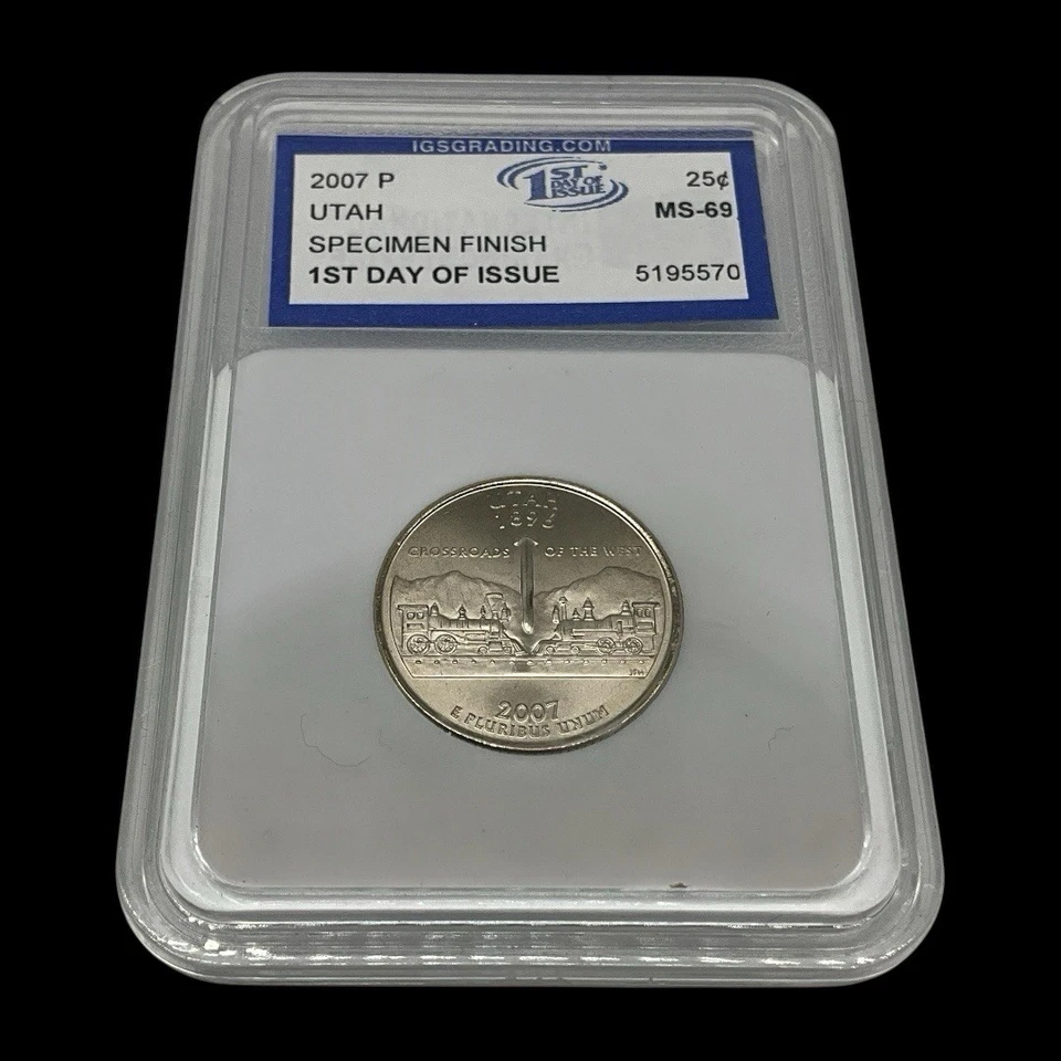 Utah 2007 P State Quarter IGS Graded, 1st Day Issue MS-69 Specimen Finish - Image 2 of 4