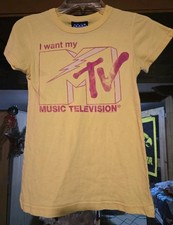 Junk Food Womens Size S YELLOW ''I Want My Mtv Music Television"