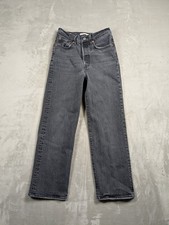 Levis Premium Womens 27 Ribcage Straight Jeans Washed Black Grey Denim 72693