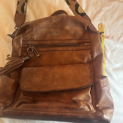 Shrrie Convertible Leather Backpack Purse - Beige - 12'' x 11''