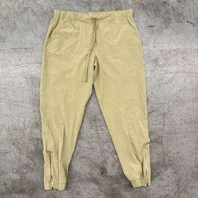 Albion Pants Womens Medium Tan Jogger Zipper Ankle Lightweight Nylon