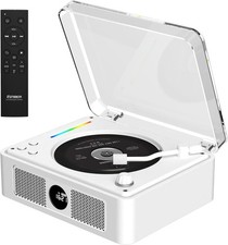 Wooden CD Player for Home, Bluetooth Portable CD Player with Dual HiFi Speakers,