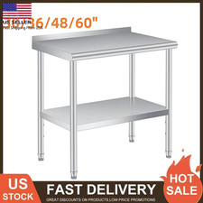 30/36/48/60"x24" Stainless Steel Commercial Prep Table w/ Backsplash for Kitchen