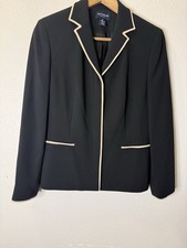 Anne Taylor Designer Black and Tan Business Blazer/Jacket Size 10 Petite