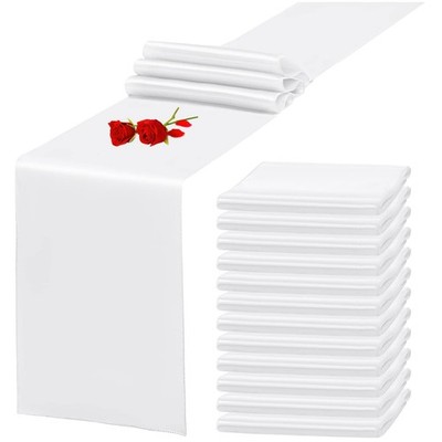 12 PCS White Satin Table Runner 12x108 Inch Premium Wedding Event Decoration